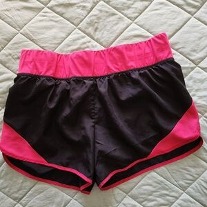 Women's Black and Pink Athletic Shorts